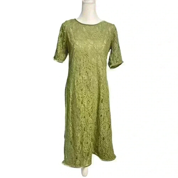 Edge by Jen Rade Dress. Olive Green Lace w Tan lining. Size 8. - Picture 1 of 14